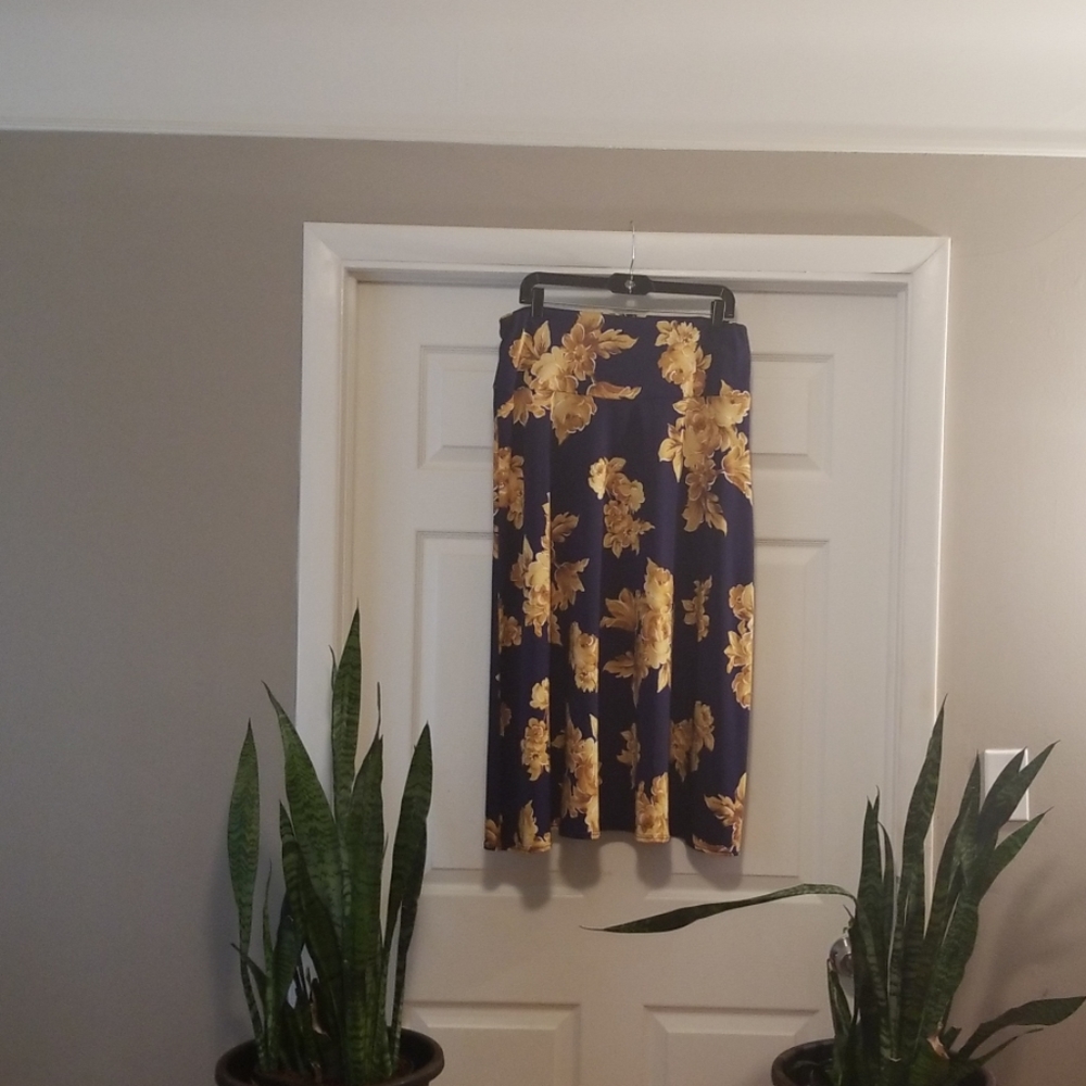Blue Floral Ashley Blue Midi Skirt
